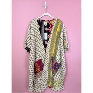 Jaded Gypsy Open-Front Kantha Kimono YELLOW COMBO One Size